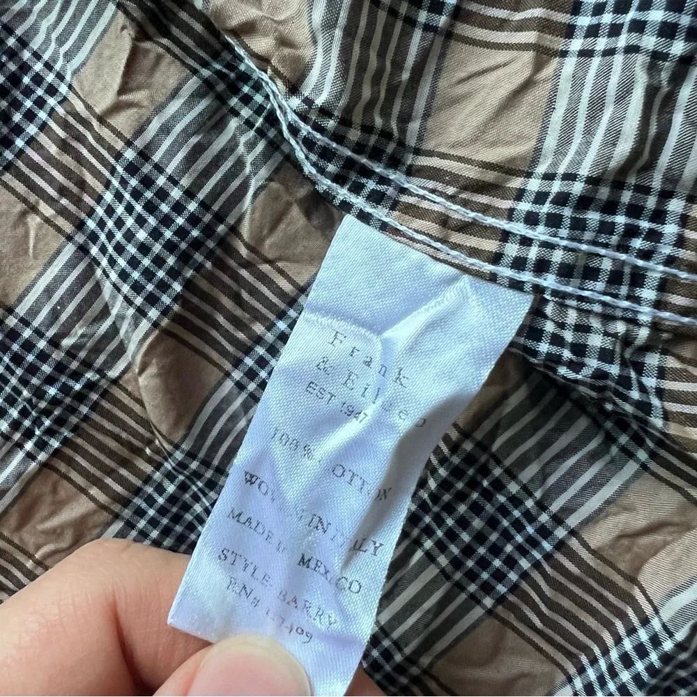 Frank & Eileen Brown Plaid Crinkle Button Down Shirt - Picture 4 of 7